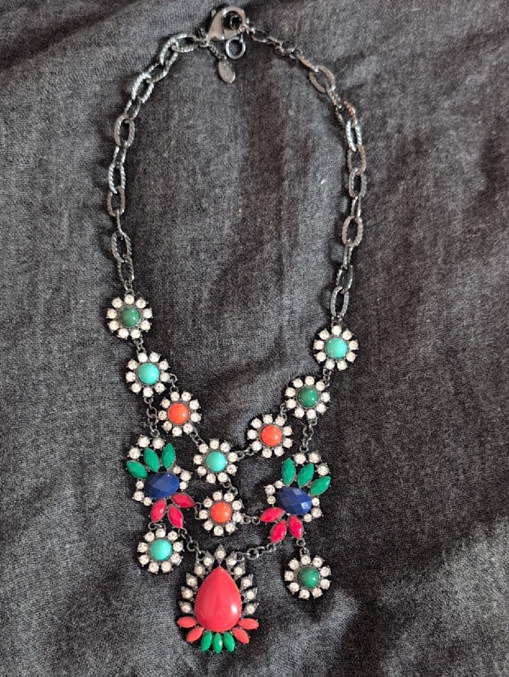 Amrita Singh Statement Bib Necklace with Multicolor Gem Accents
